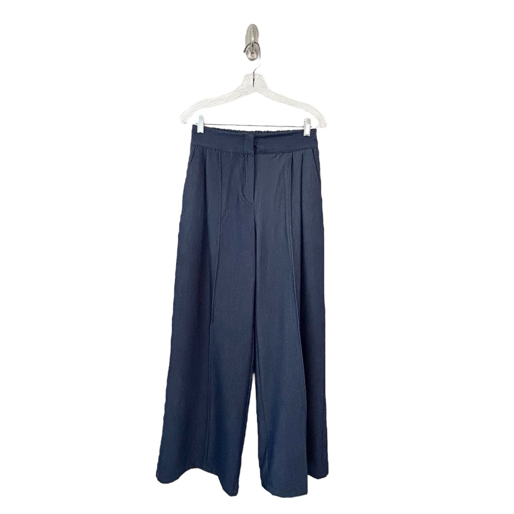 Zara Women's Stiched Wide Leg High-Waisted Pants Trousers Indigo Blue Size XS